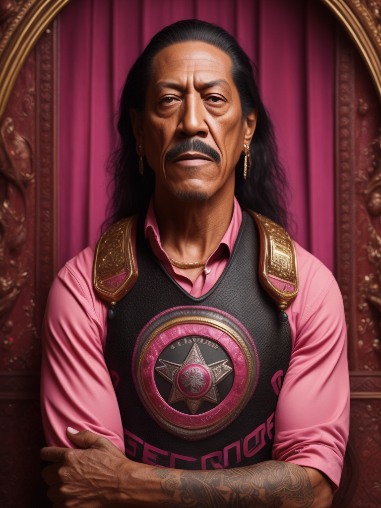 Danny Trejo in pink Barbie clothes