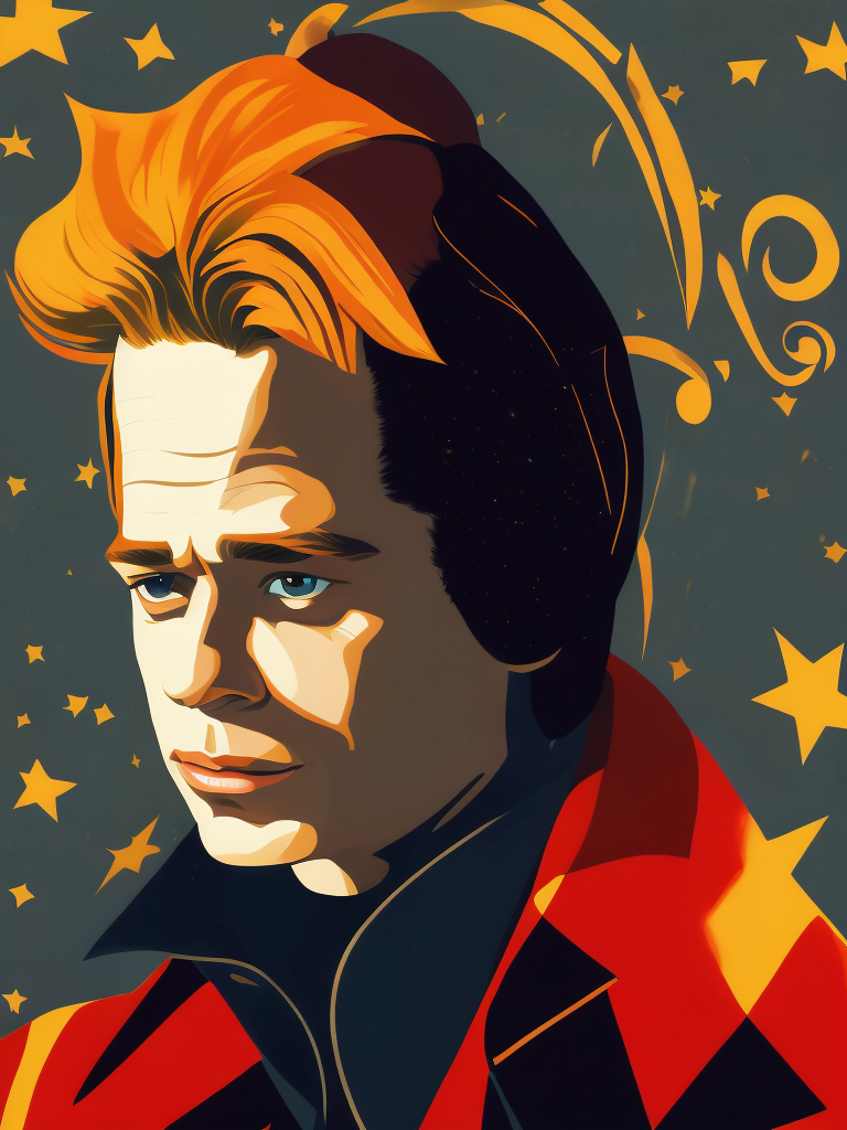 Brad Pitt, Illustration, Disney, USA, style of Mary Blair