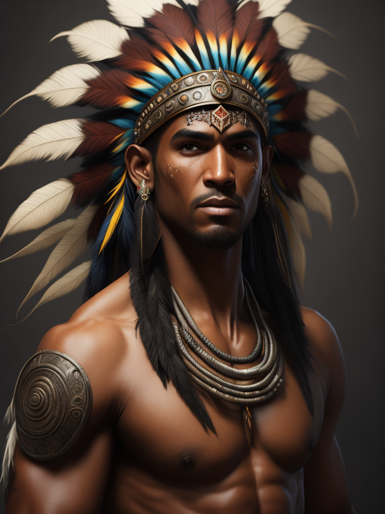 Premium Free ai Images | hispanic male taino indian feather headdress ...