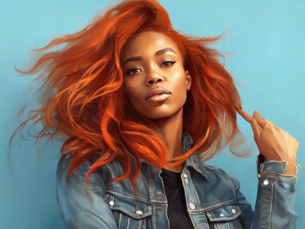 black women with ginger hair, professional photo, sharp on details