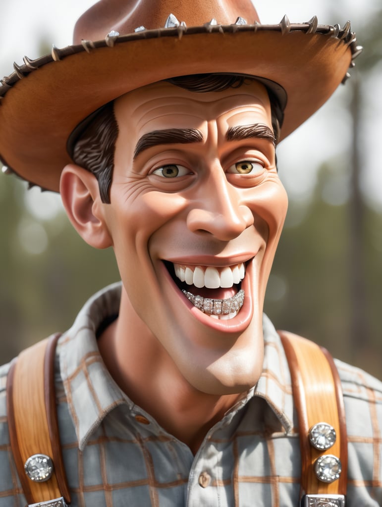 Woody with diamond grills on his teeth