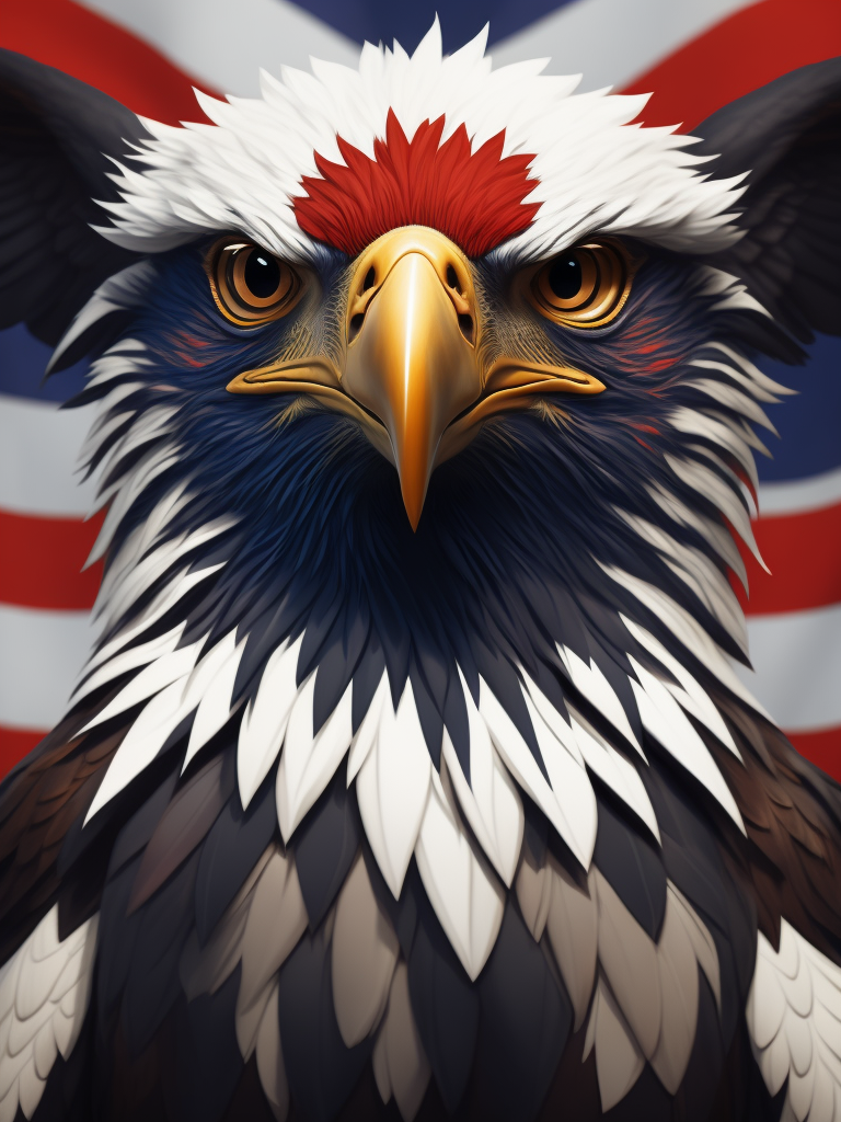 Eagle icon with USA flag wings red white and blue