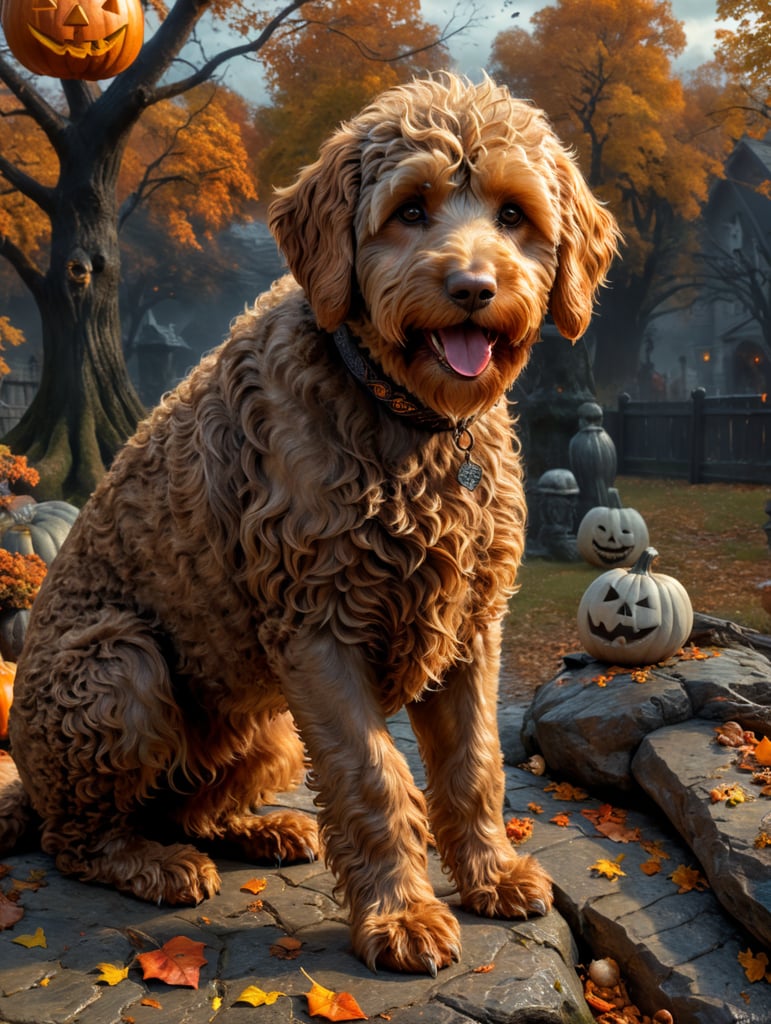 Halloween medium caramel labradoodle