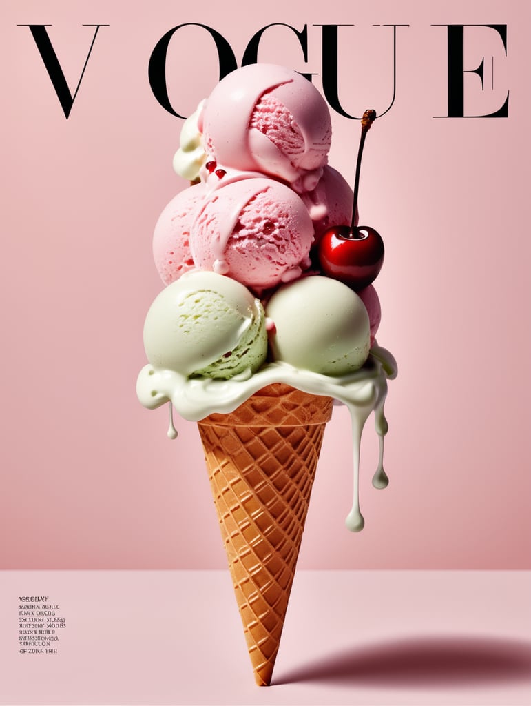 Ice cream with cherry on the cover of Vogue