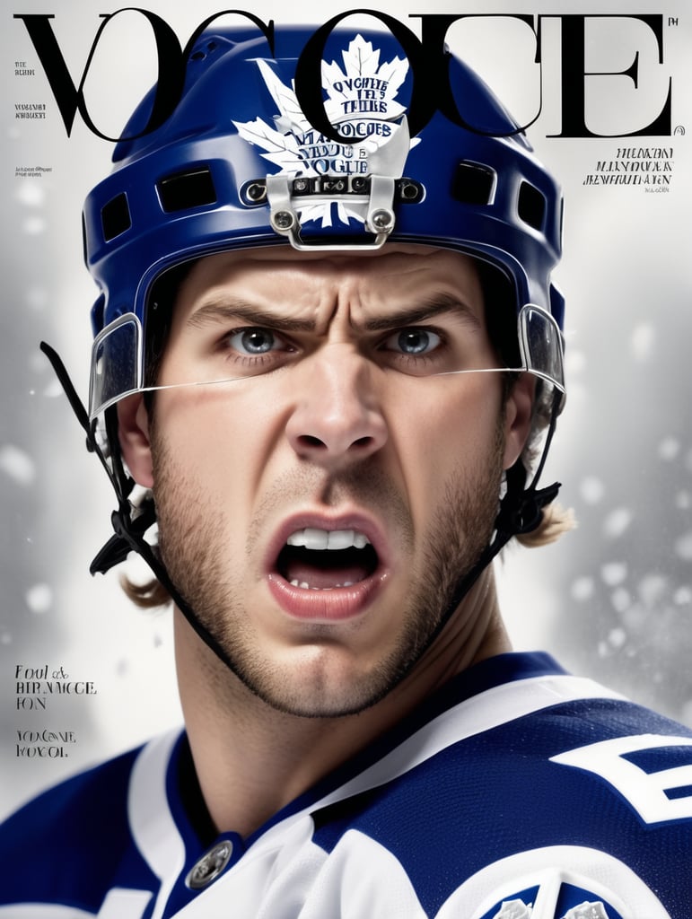 Toronto Maple Leafs Ice hockey player angry face on the cover of Vogue