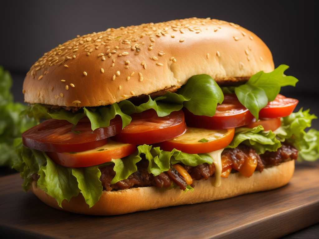 a sub sandwich with lettuce, tomato, and cheese, a stock photo by Renoir, shutterstock, rayonism, stockphoto, stock photo, sabattier filter