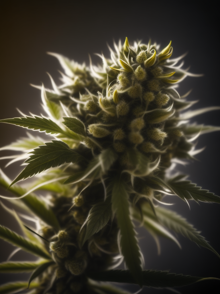 A macro photo of a cannabis flower, macro photography, close-up, high-quality details, deep focus, professional shot