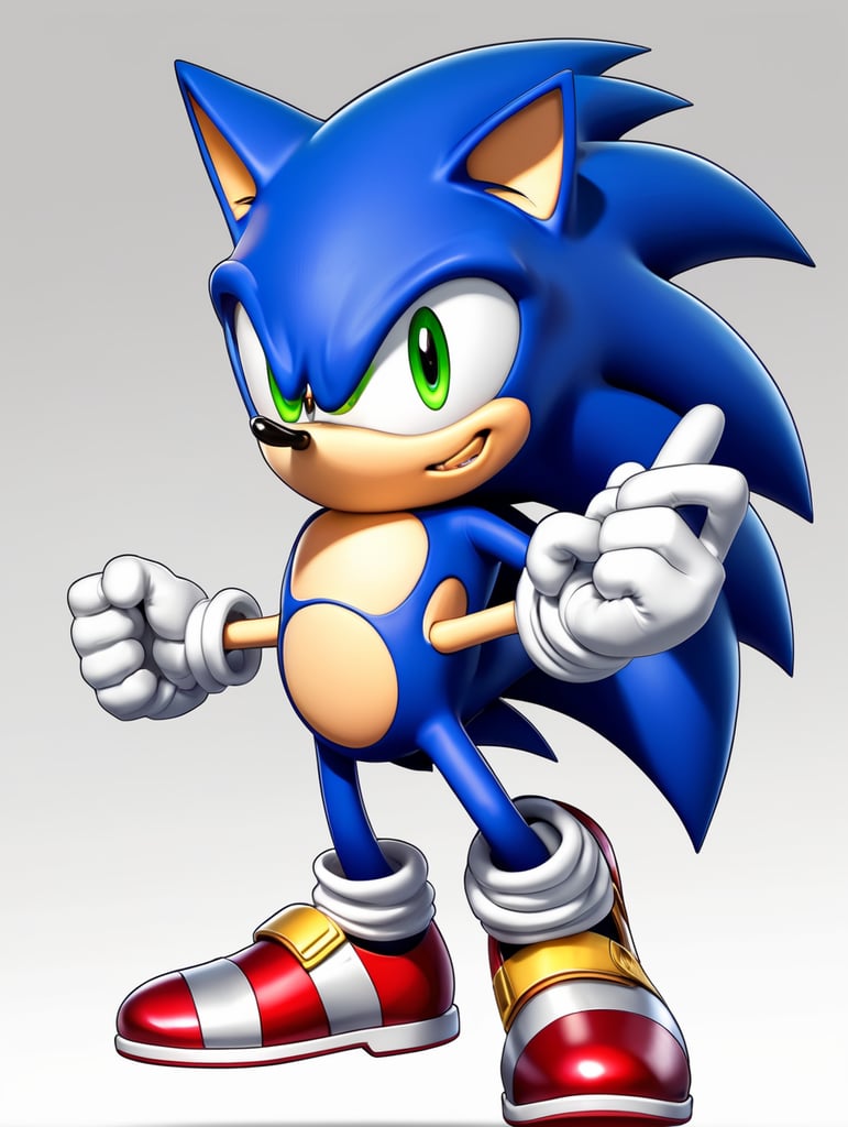 Sonic Super full body character,2D art anime style