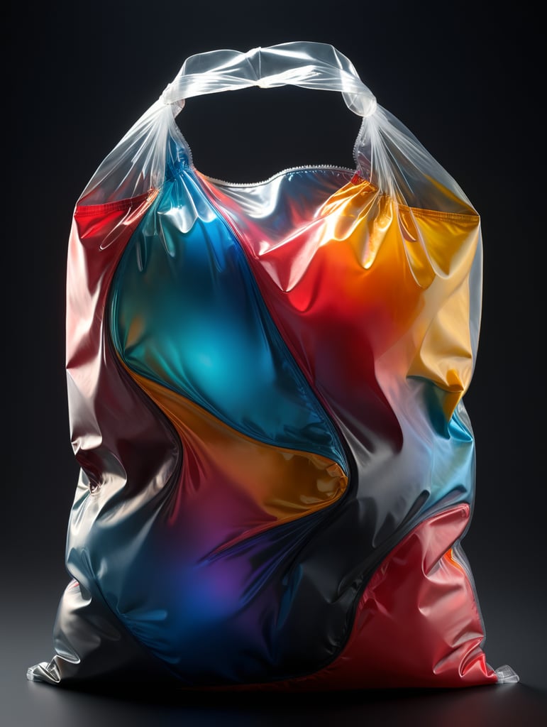 abstract soft body shapes inside a translucent bag, mixed material ::1 matte, glossy, flat finished, textured fabric ::1 in style of redshift rendering