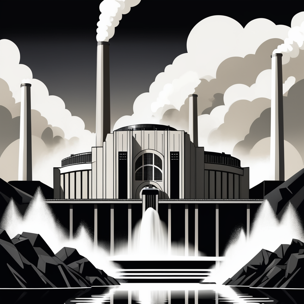 Premium Free ai Images | daniel johnson dam in art deco style with ...