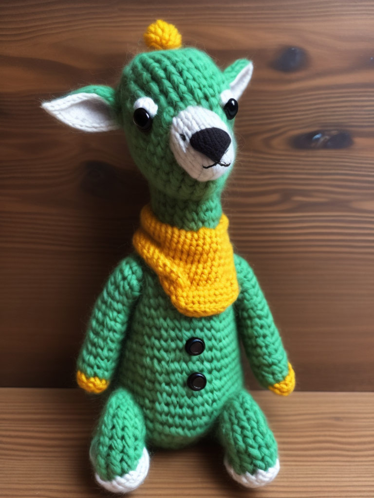 Knitted green lama