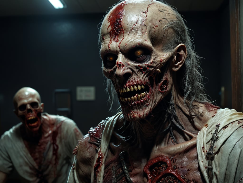 creepy freak death dark dead monster zombie blood hospital room darkness