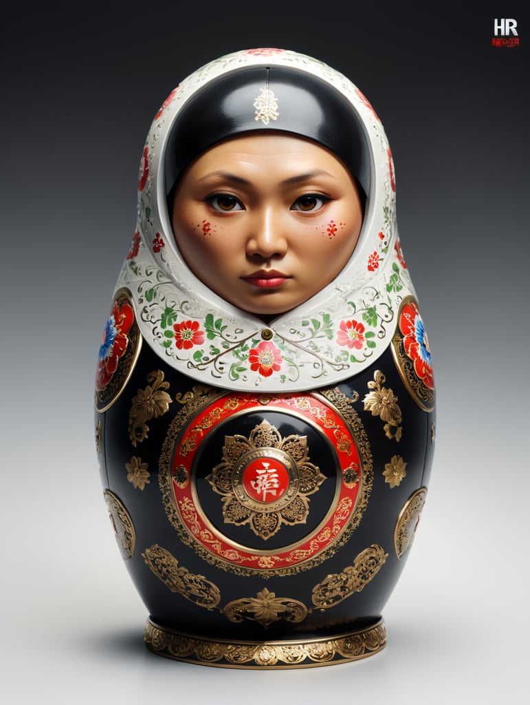 Матрешка, китайский гангстер, белый фон, изолирован