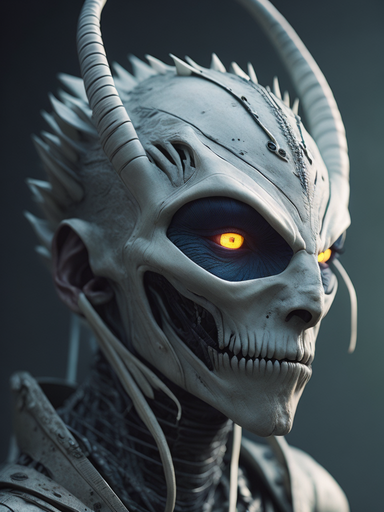 fantasy alien concept art, scary, white