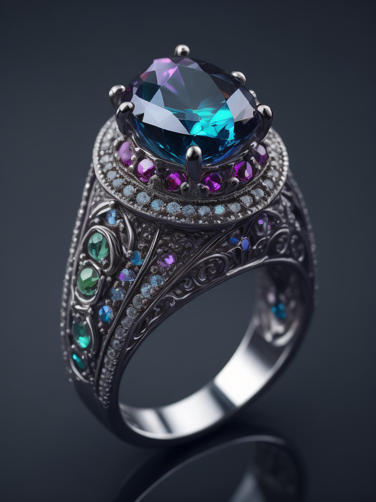 Platinum queen ring with colourful gems