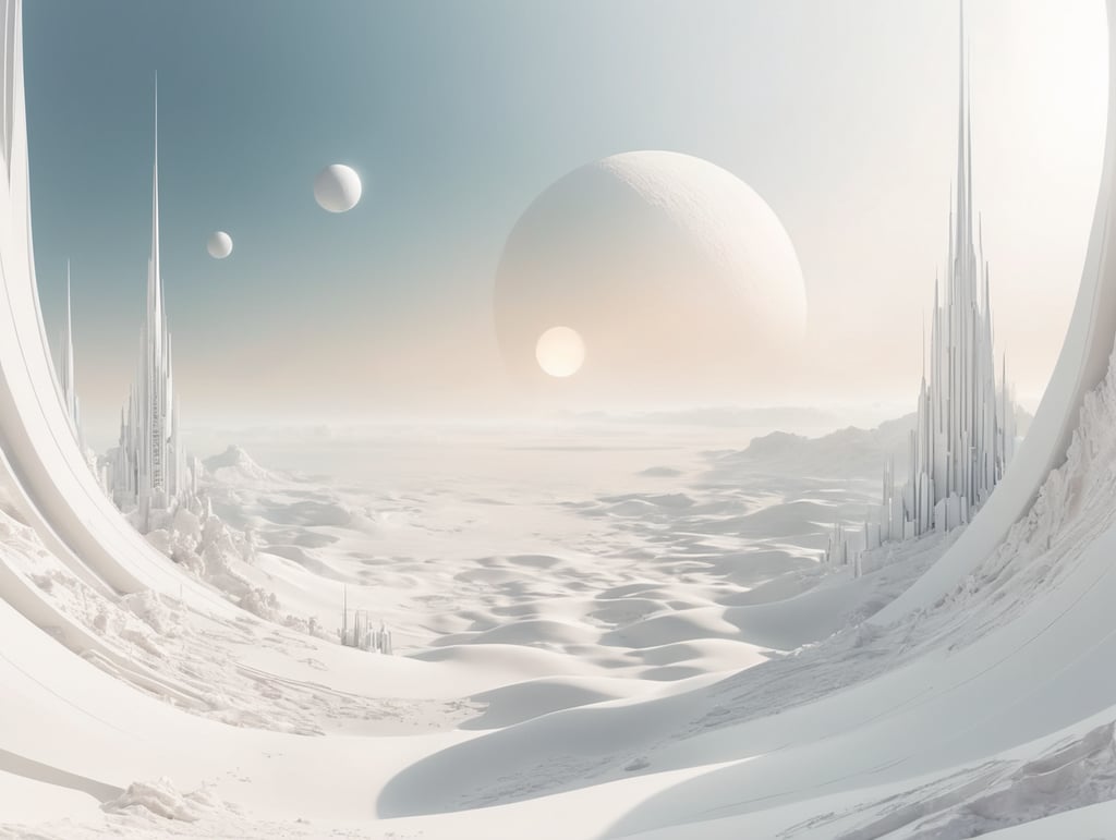 space futuristic landscape, meditation art, space travel through dimensions