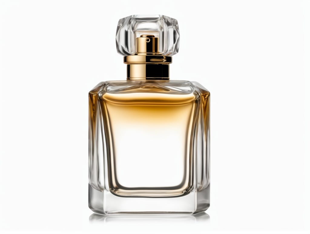 professional photography of a luxury perfume bottle , no background, no label, clear, mockup