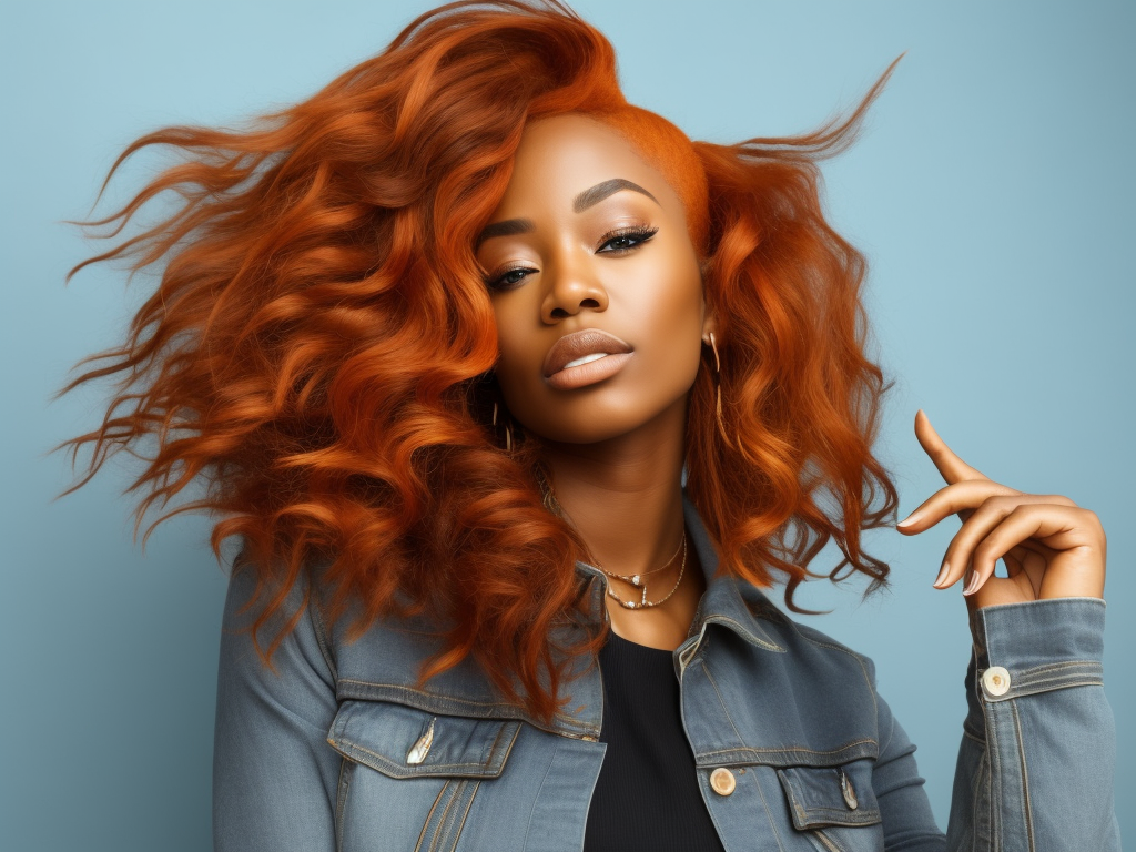 black women with ginger hair, professional photo, sharp on details