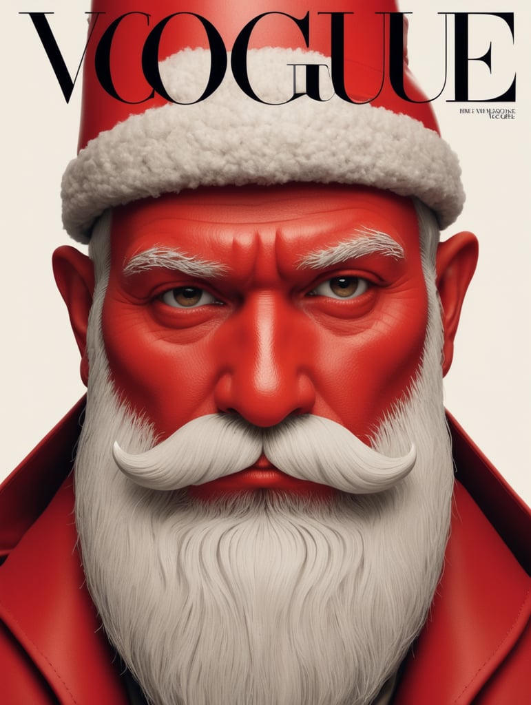 red gnome face on the cover of Vogue