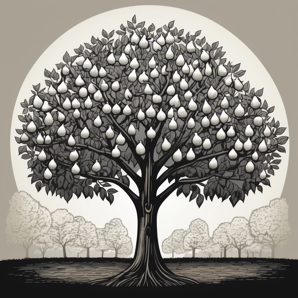 Premium Free ai Images | black and white vector illustration of pear ...