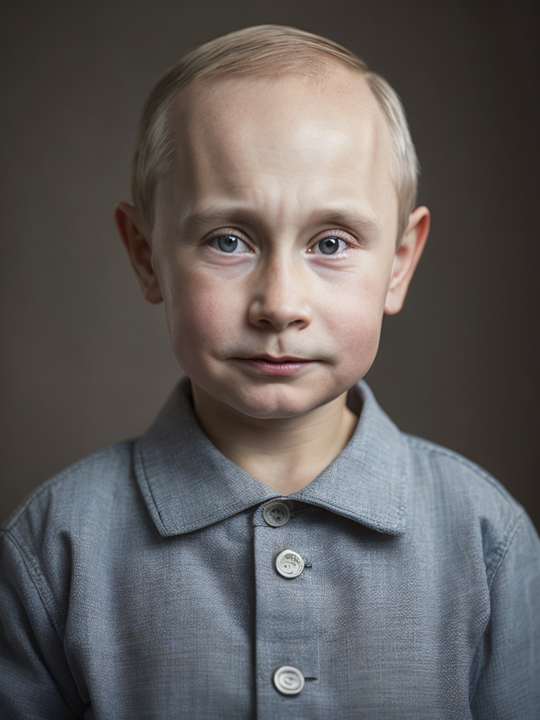 portrait of Vladimir Putin as a kid, happy