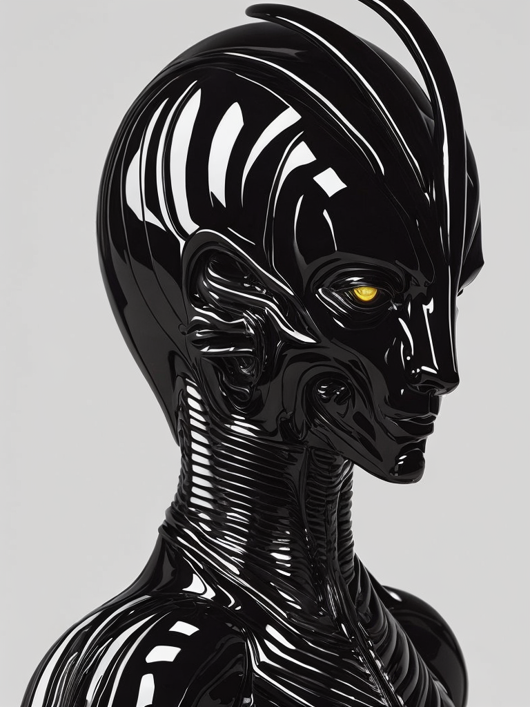 Abstract Hyperrealism Shiny Fluorescent Reflective Minimalism Creature, Giger, Moebius, Soulages