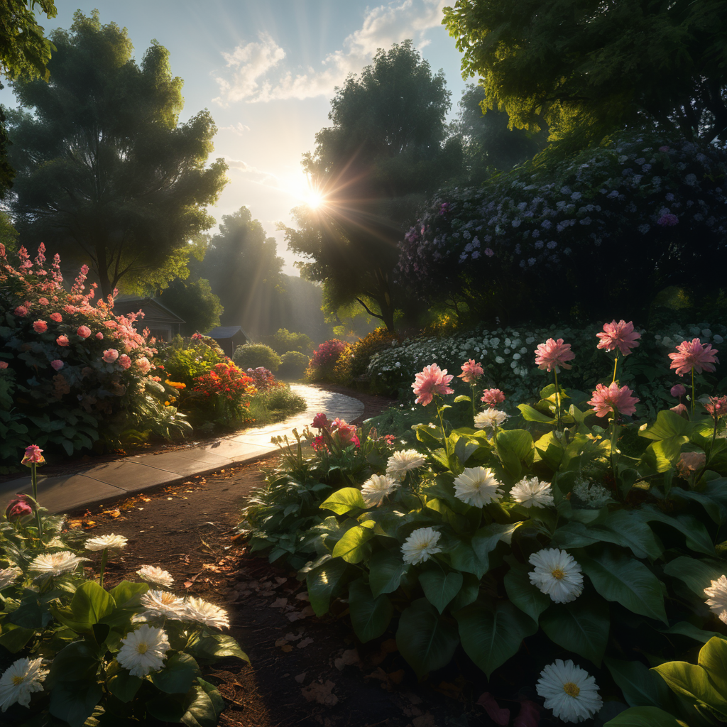 zoom bunga dan daun dengan pencahayaan sore hari di keadaan lembab