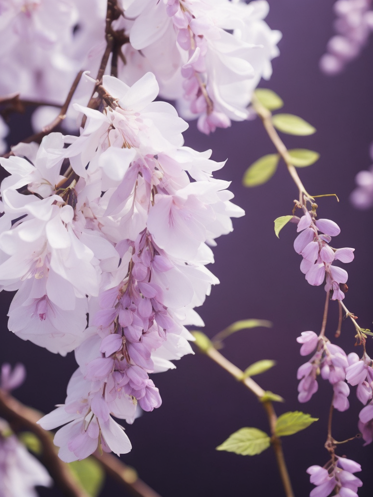 Wisteria and cherry blossom