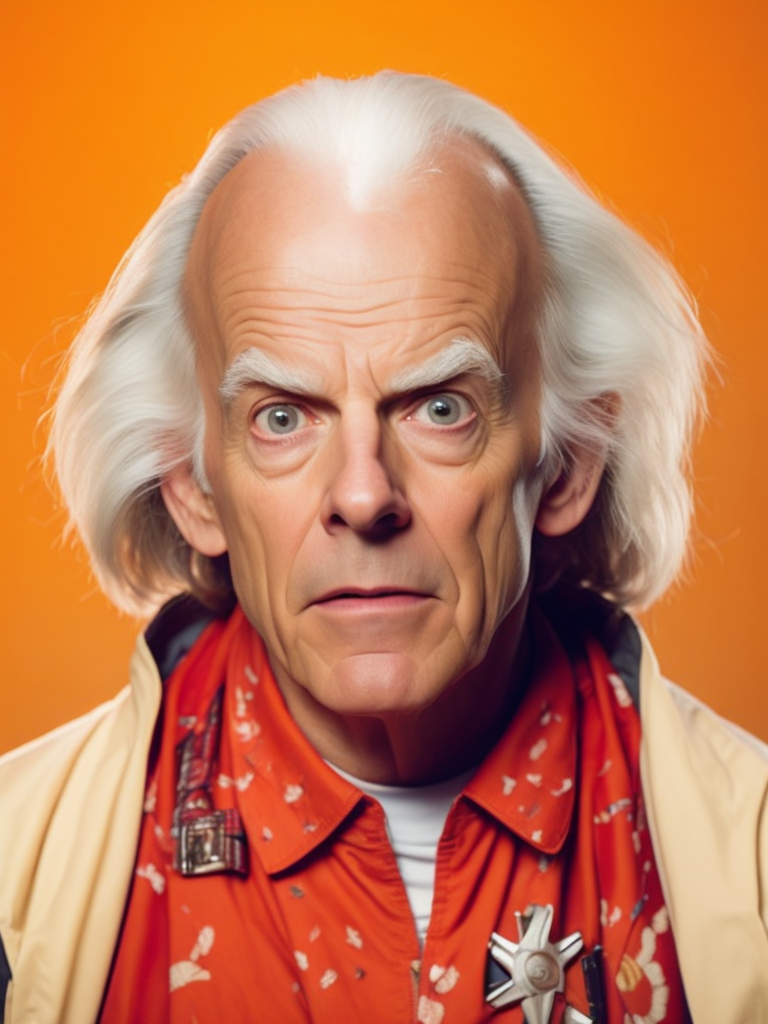 surprised face of Doc Emmett-Brown from the movie Back to the Future