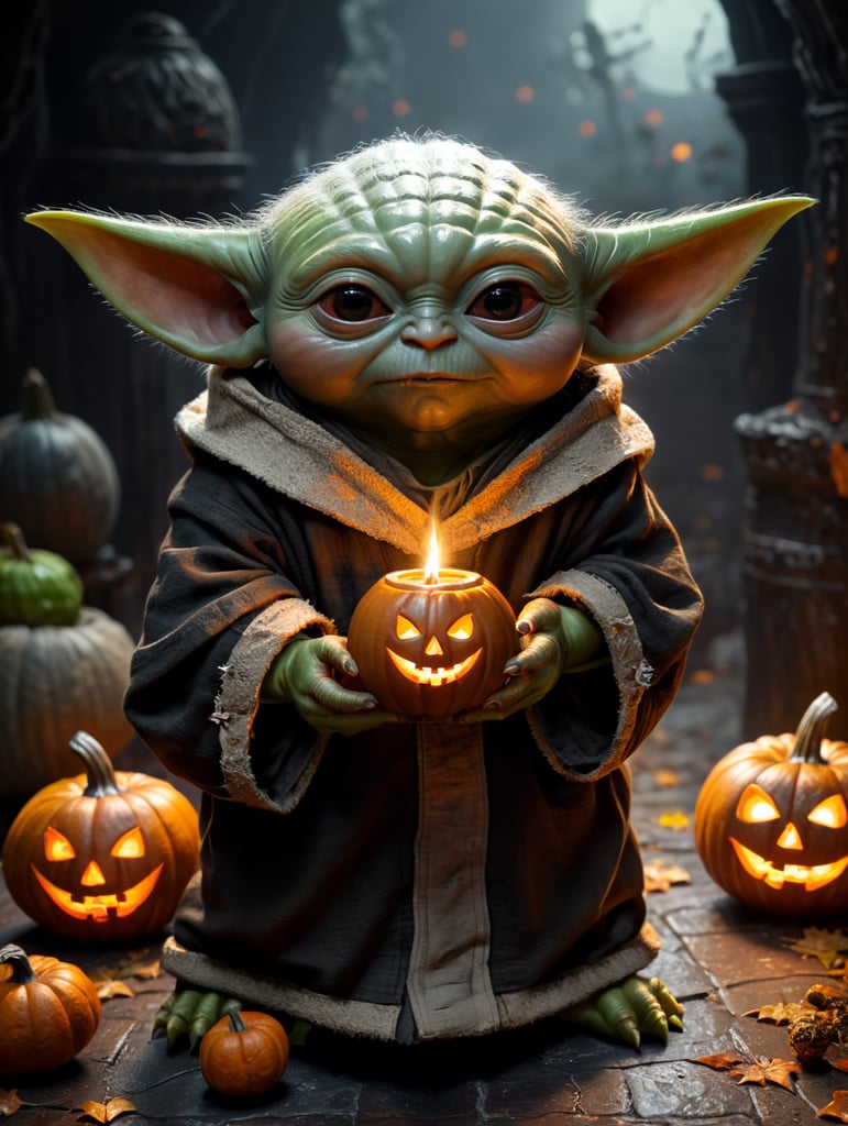 Grogu (baby Yoda) in halloween style