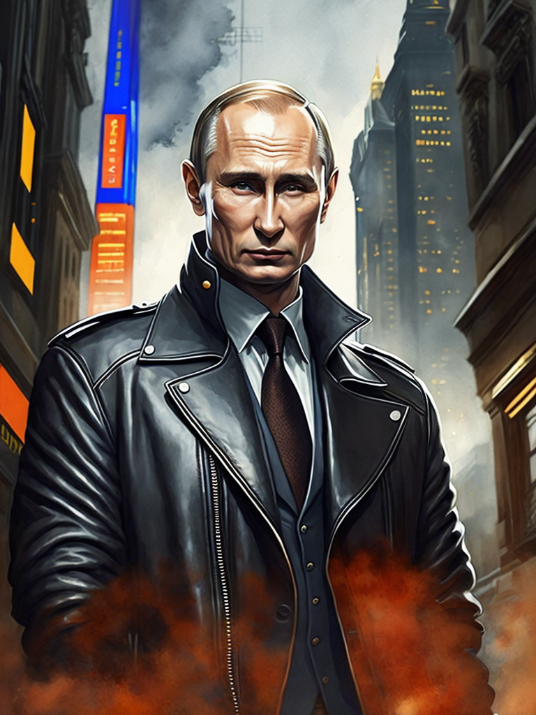 Vladimir Putin as model Balenciaga in a long black leather coat walking down the catwalk, high definition, photography, cinematic, detailed character portrait, detailed and intricate environment, detailed and intricate environment.