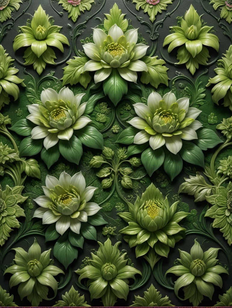 green floral tile print fabric