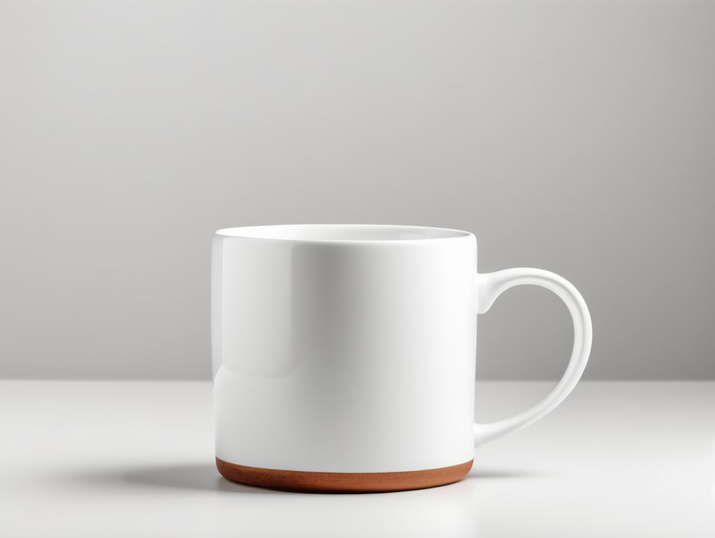 White strait ceramic mug, white background, isolated, mock up, mockup