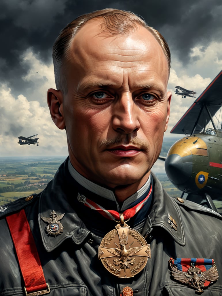 a medal with Manfred Von Richthofen based on the portrait of this famous WWI air ace