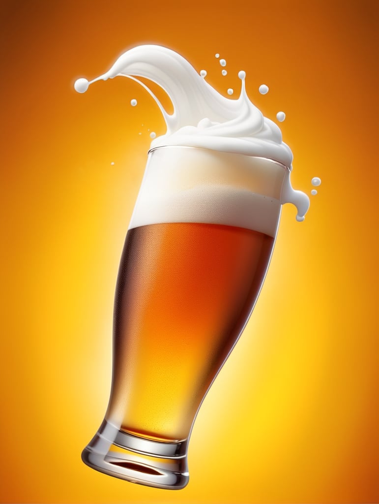 professional photo of a beer glass, Beer foam coming out of a glass