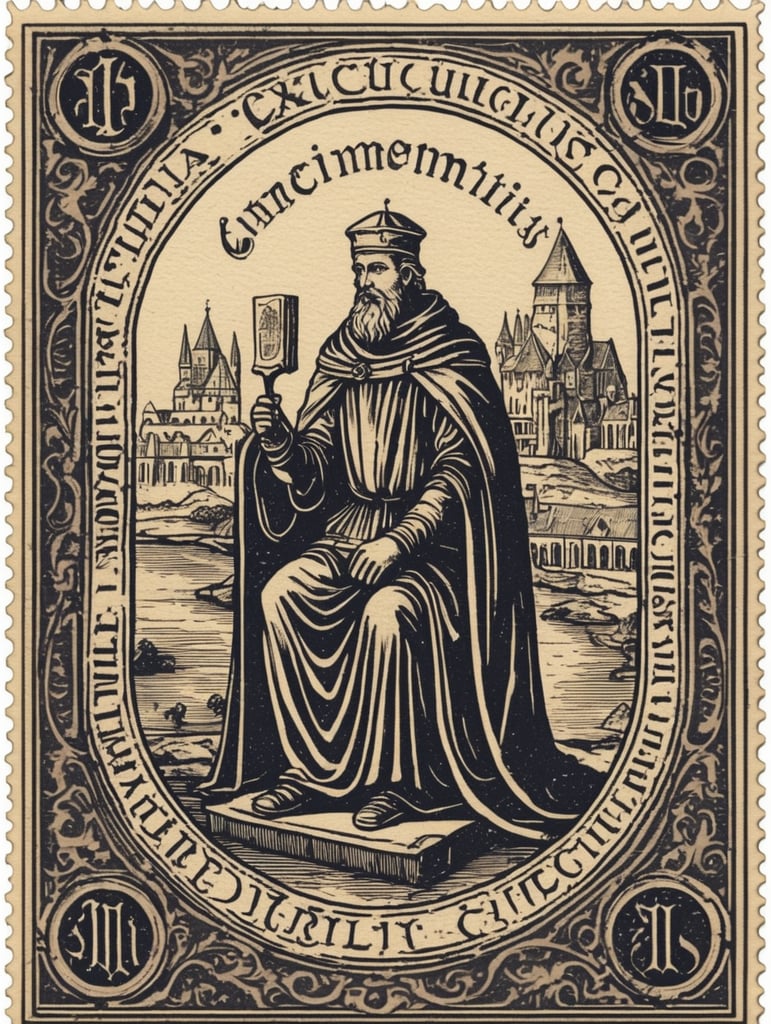 Medieval style stamp ex libris œcumenius