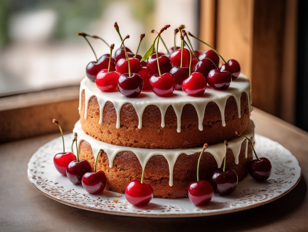 fine cake with one cherry