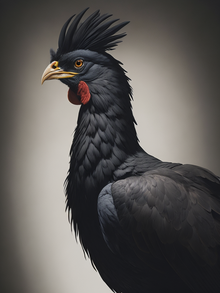 Black cockerel drawn in charcoal pencil old master full body sketch loose artistic style