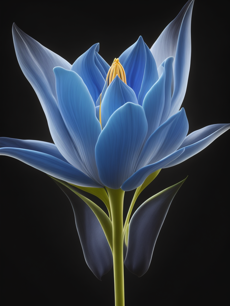 x-ray photo of transparent [lotus bud iris peony sweet peas lilies], white and royal blue, rule of thirds, super macro photography, graceful balance, minimalism of sculptor, ethereal light, black background