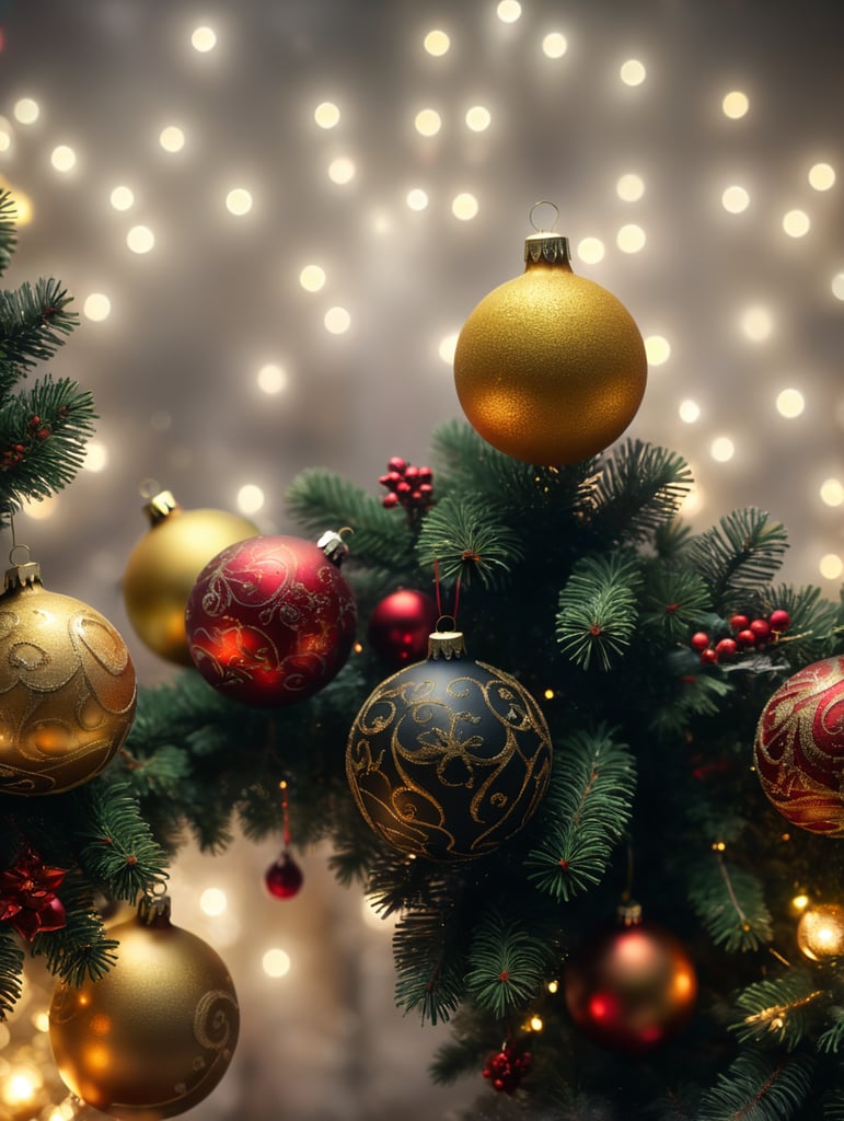 Christmas background with blurred color lights