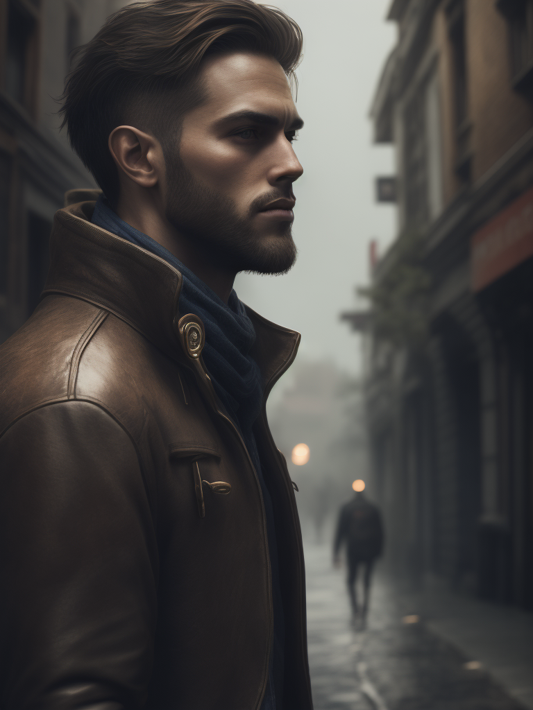 (hdr:1.4), a man, walk away, dark theme, low key, soothing tones, muted colors, high contrast