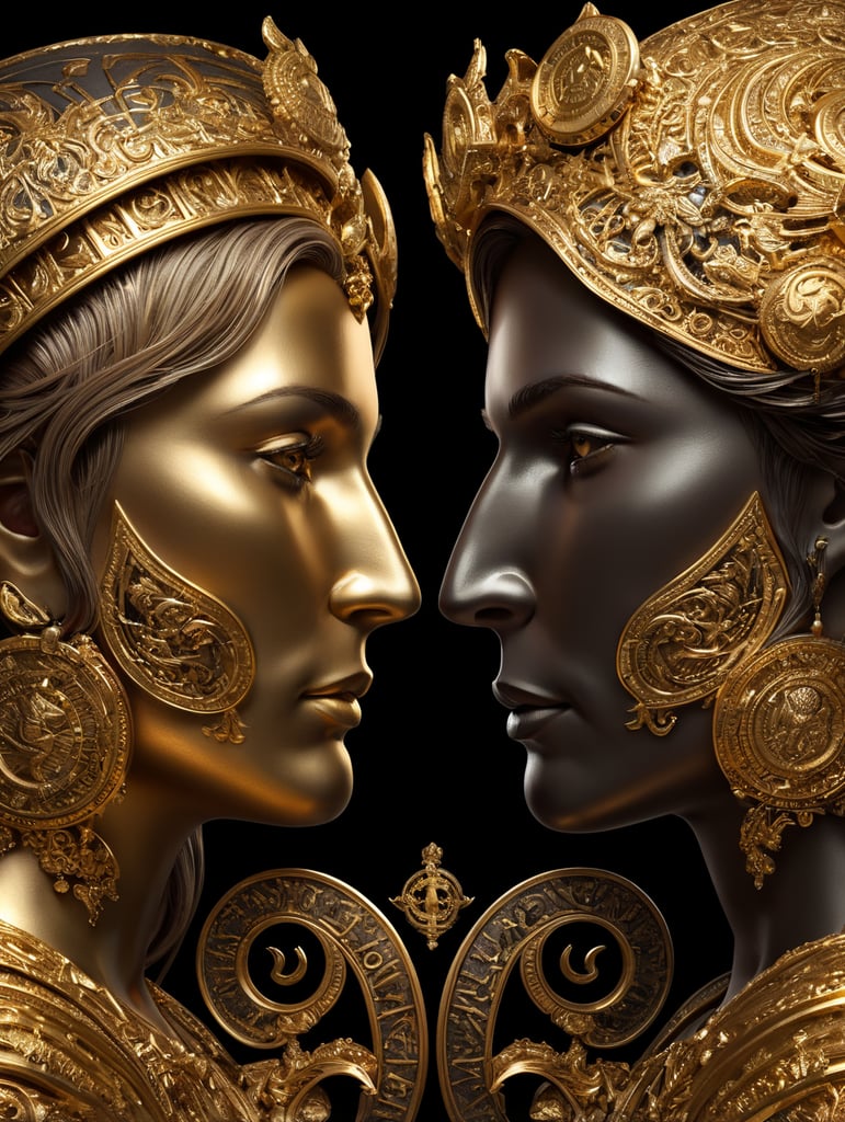 gold libra and Virgo logo next to each other