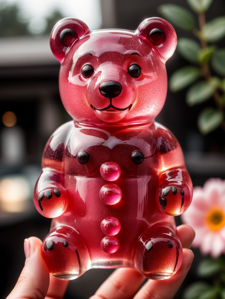 transparent pink 3D gummy bear tattoo