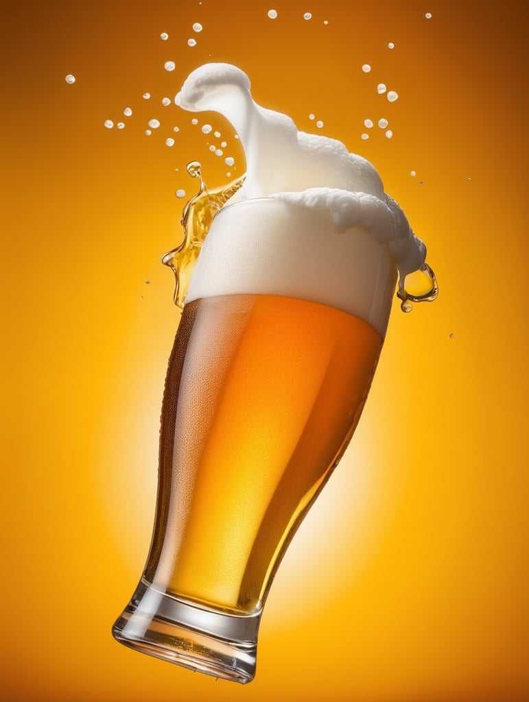 professional photo of a beer glass, Beer foam coming out of a glass
