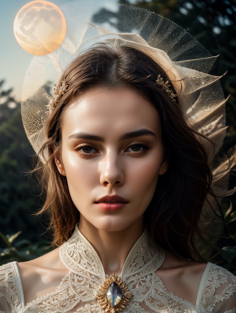 Surreal conceptual fashion photography, exposure solargram, strong intentional camera movement