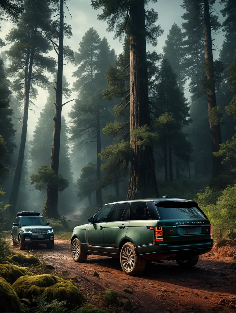 Range rover en bosque