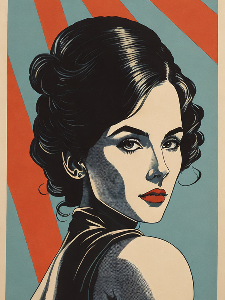 This artwork of a girl by George Wilson is an eye-catching poster-style drawing and illustration representing the iconic pulp style.