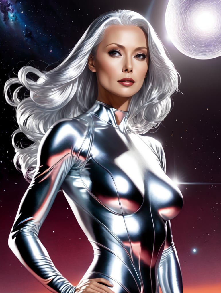 A woman silver surfer