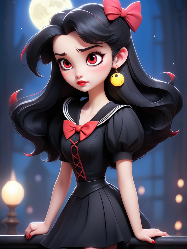 90's anime vintage anime vampire girl sailor moon red Eyes dark dress Moonlight black dress