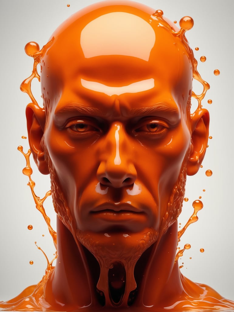 The human body is enveloped in an orange liquid substance, a powerful substance called D3O.